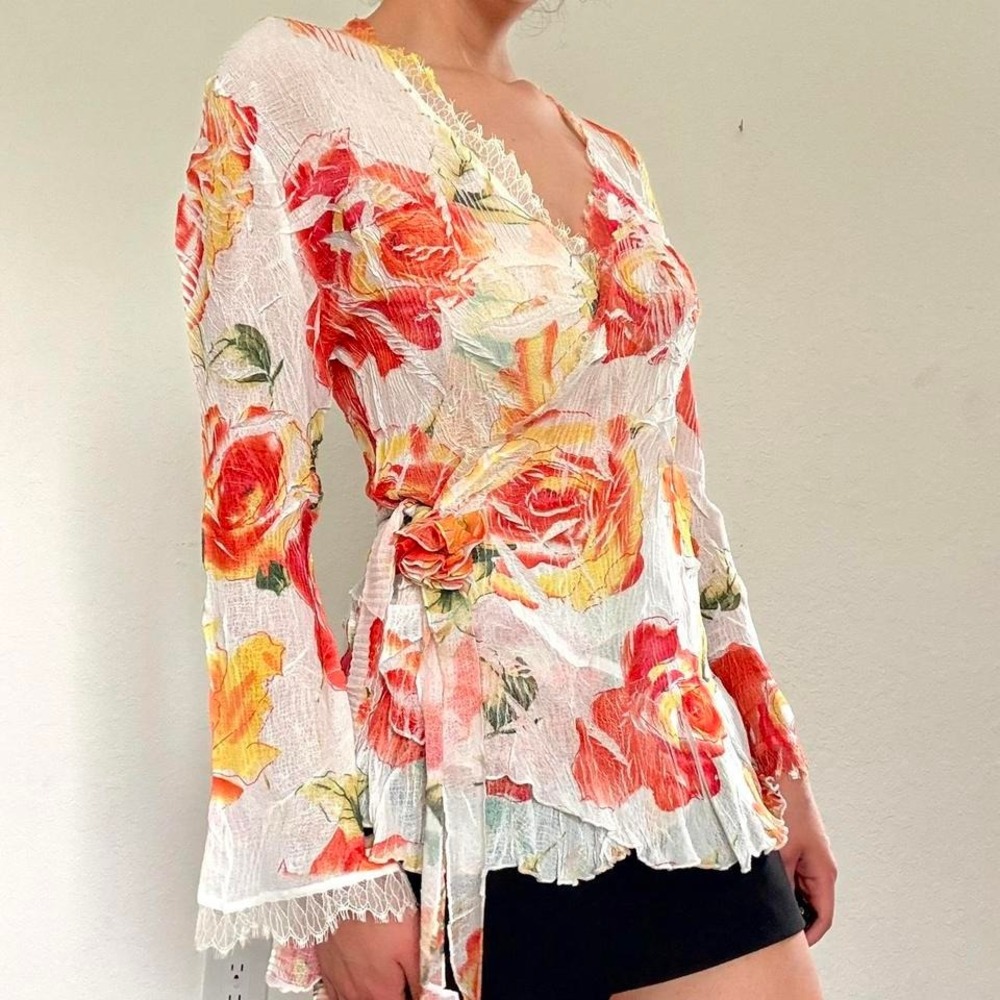 Y2K Cache floral print long sleeve blouse